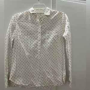 J-CREW White Polka Dot Oxford Women’s Shirt
